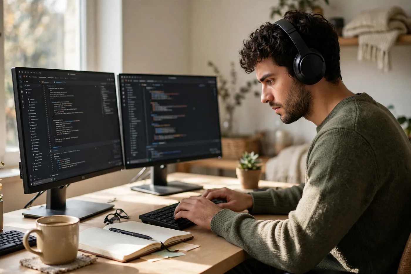 A tidy home office desk setup