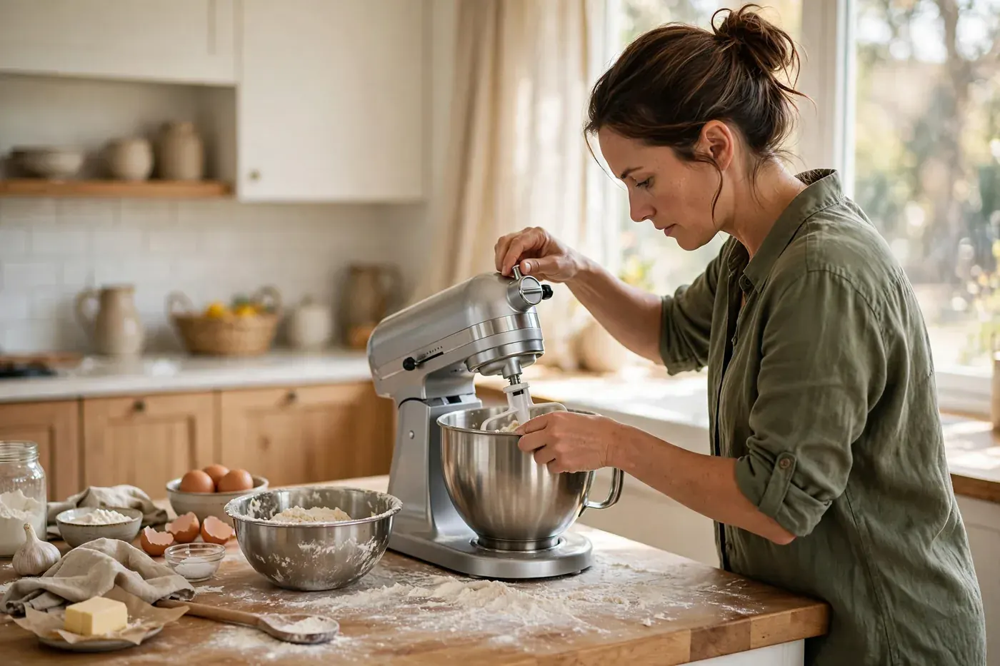 Cooking in a home kitchen